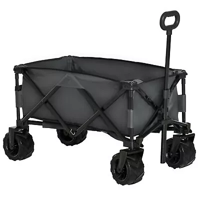 Outsunny Outdoor Cart Folding Cargo Wagon Trailer Beach W/ Handle Dark Grey • £67.99