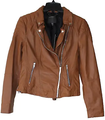 New - Muubaa Indus Biker Moto Jacket Lambskin Leather Cognac Tan M UK10 -$475 • $200