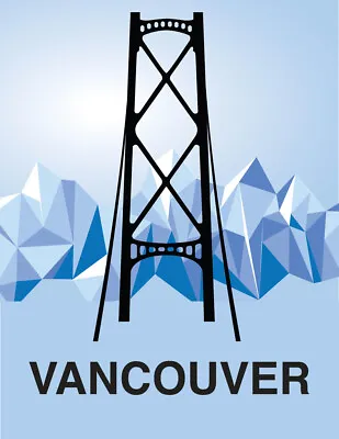 The Lions Gate Vancouver British Columbia Retro Travel Art Print Poster 12x18 • $10.98
