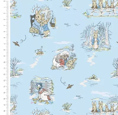 BEATRIX POTTER Peter Rabbit  - Cotton Fabric Quilting Children Nursery Vintage  • £8.99