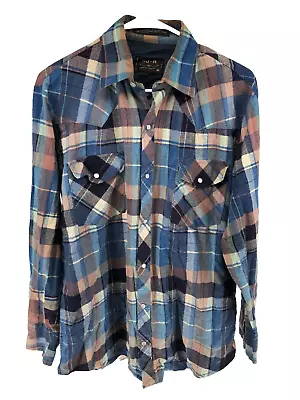 Vintage BJ-R Western Pearl Snap Shirt Men's Medium Blue • $19.99