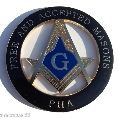 Elegant Freemasons Prince Hall Affiliated Auto Emblem Black And Golden Masonic  • $13