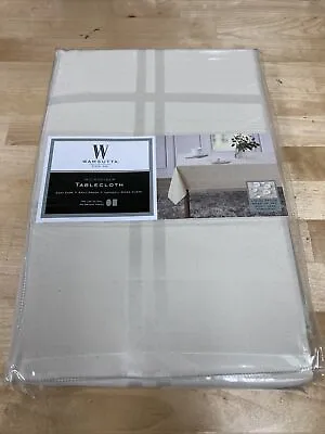 NEW Wamsutta Spill Proof 60 In X 102 In Oval Microfiber Tablecloth - Oyster • $20.99