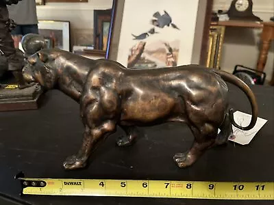 Vintage Large Bronze Lion Statue Sculpture Bronze Tone Large E-1 • $50