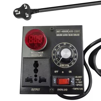 AC 220V 4000W Variable Voltage Regulator Speed Kits Motor Fan Control Controller • £19.48