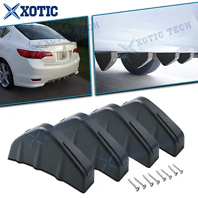 Shark Fins 4 Wing Car Rear Bumper Lip Diffuser Splitter Spoiler Universal Black • $16.99