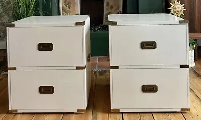 Antique White And Brass Military Campaign Chests Pair • £150