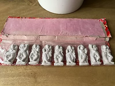 Set Of 9 White Vintage Chinese Figurines In Red Box White Asian Collectibles • $9.90
