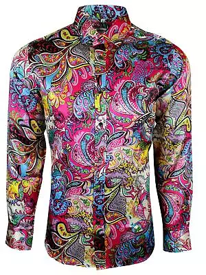 PAISLEY MULTICOLOUR FESTIVAL MENS PARTY CASUAL DRESS MOD 60s SHIRT Fm 19.99 (425 • £19.99