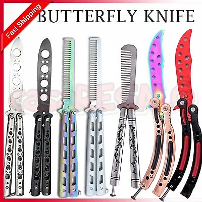 CSGO Rainbow Butterfly Balisong Comb Knife Metal Folding Practice Training Tool • $7.59