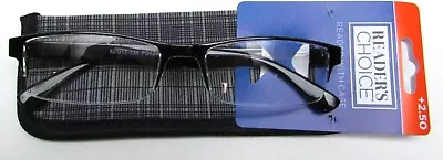 Foster Grant Readers Choice  Percy BLK Reading Glasses W/ Case 52/17-138 • $13.99