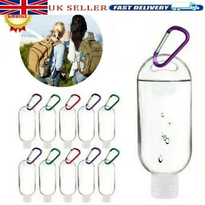 Empty Plastic Bottles 50ml Clear Small Travel Container For Liquids With KeyriHB • £4.72