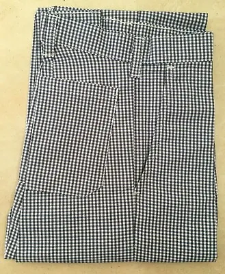 Chef Supreme Flat Front Check Chef Trousers Pants Waist 30-40  BNWT Blue/White • £11.99