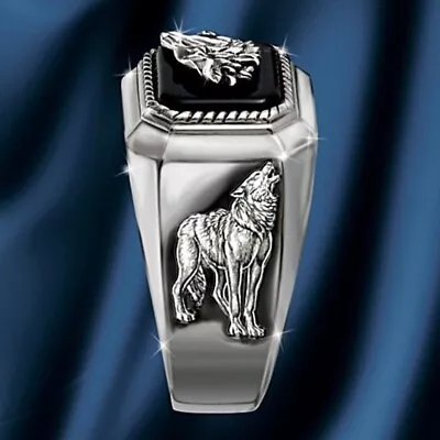 Unique Mens Fashion Silver Wolf Ring Jewelry Halloween Christmas Gifts Size 7-13 • $1.46