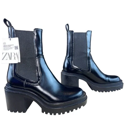 $26 • Buy NWT   Zara Black Elastic Side Ankle Boots        Size: 6