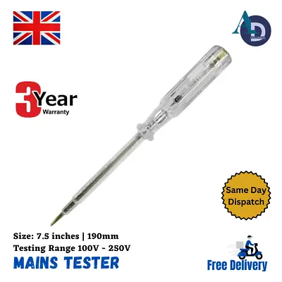 Mains Socket Circuit Tester Screw Driver Voltage Pen Electrical Screwdriver Safe • £2.75
