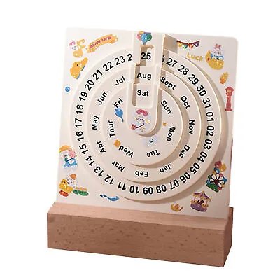 Perpetual Desk Calendar Wooden Base Vintage Month Day Date Tabletop Calendar • $21.98