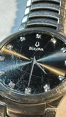 RARE Bulova 36mm Diamond Stainless Steel Men's Watch C8671067 • $50