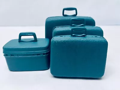 Vintage Barbie Teal Blue Luggage Samsonite Suitcase Set Of 4 Collectible BIN 12 • $39.95