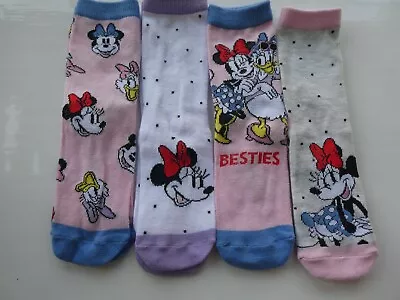 Disney Minnie Mouse Daisy Duck Socks Four Pairs Kids Girls Age 2-3 Uk  6-8.5 • £9.44