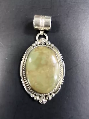 Vintage Sterling Pendant Native American Indian Green Stone Signed B • $51.99