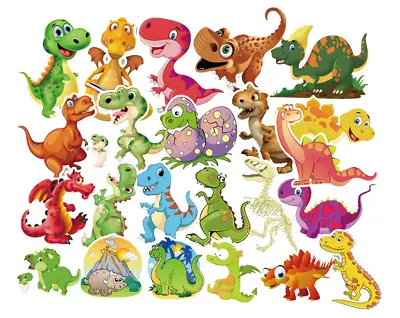 5 - 25 Fun Kids Cartoon Dinosaur Stickers Childrens Bedroom Wall Dino Sticker UK • £2.99