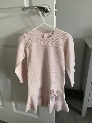 Baby Girls Zip Zap Pink Knit Bow Dress Leggings Outfit & Socks 18-24 Months • £20