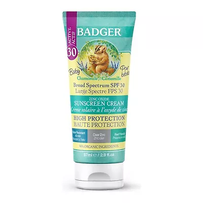 Badger Baby Chamomile Sunscreen Cream 87 Ml - Broad Spectrum SPF 30 Zinc Oxide • £34.99