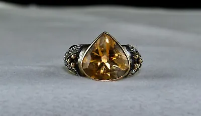 Natural Yellow Citrine Heart Cut Diamond 18k Gold Silver Vintage Men Women Ring • $221.25