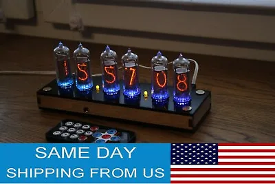 Nixie Tube Clock Include IN-14 Tubes And Plywood Black Case Retro Vintage USB-C • $179.10