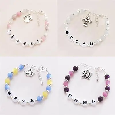 Personalised Bracelet For Girls Any Name Any Charm Any Colour. High Quality • £10.99