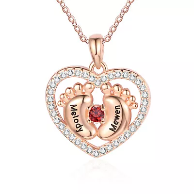 Christmas Gift Personalize Heart Baby Feet Necklace Women Mom Custom Jewelry • $14.99