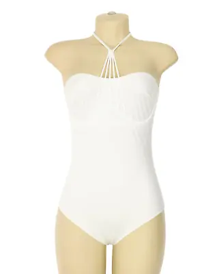 La Perla Women's White Strappy Halter One Piece Suit Sz 10 US Cup Sz B L79715 • $300.80