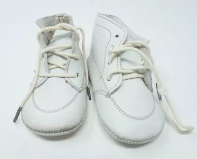 Vintage Pair Baby Toddler Shoes White Leather Size 3 • $14.99