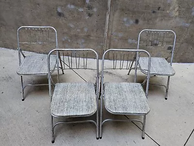 AIRLITE Vintage Aluminum Folding Chairs - SET OF 4 Mid Century Modern  • $320
