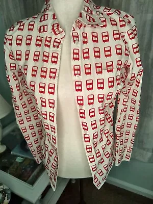 BODEN Wmns Red Double Decker Bus Print Shirt 2R Cotton LS Long Sleeve Button Fun • $15