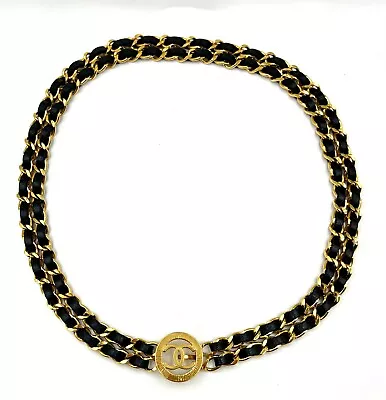 Chanel Vintage Leather & Gold Chain Belt • $2495