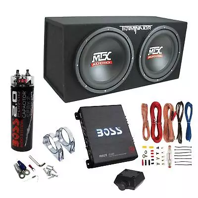 MTX TNE212D 12  1200W Dual Loaded Car Subwoofer & 1100W Amp With Kit & Capacitor • $304.99