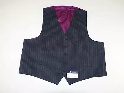 Sean John Men's Suit Vest Size 56 Regular NWT Dark Gray Plum Purple Stripes 56R • $19.99