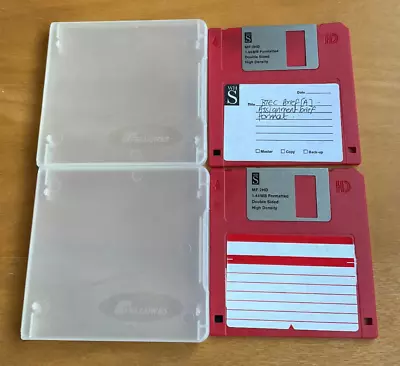 2x WH Smith MF-2HD Floppy Disks 3.5  1.44Mb. Formatted. Two Protective Cases. • £5.50