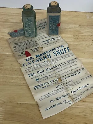 Dr Marshalls Catarrh Snuff Vintage Pair Empty Bottles Paper Included New Corks • $23.09