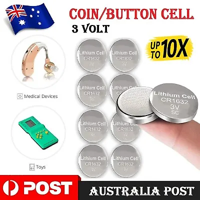 10 PCS CR1632 3 Volt 140mAh Coin Cell Button Battery Lithium Batteries Coin Cell • $10.99