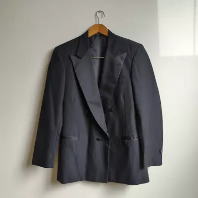 Vintage Lord West Mens 36S Selix Formal Wear Tux Suit Jacket Black Satin Trim • $49.99