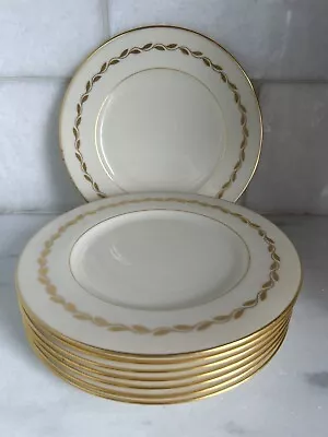 Lot Of 8 Vintage Lenox Golden Wreath 0-313 Lunch / Salad Plates 8.25” • $60