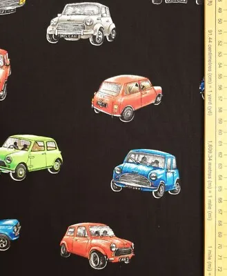 Classic Mini Car Fabric UK 100% Cotton Material Automobile Small Vehicles Fun • £7.50