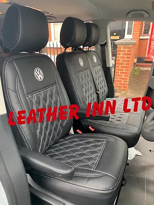 Vw Transporter T5 T6 Seat Covers 3 Seater Front Row 1+2 With 2 Armrest With Logo • $224.02