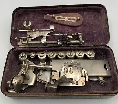 Vintage Sewing Machine Attachments Accessories And Metal Box • $12