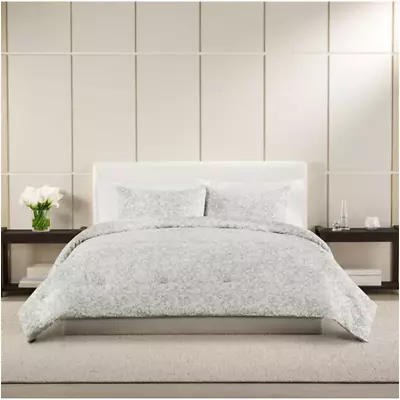 Simply Vera Vera Wang Gray Floral Impressions 3 Piece Comforter Set Full / Queen • $149.99