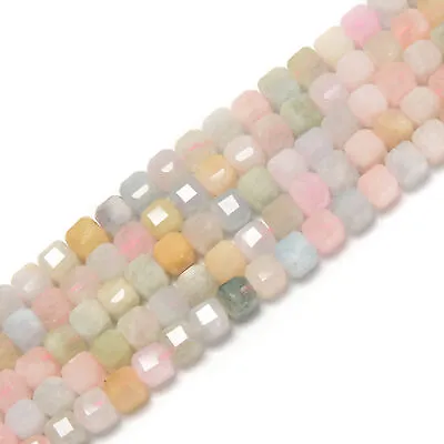 Natural Morganite Faceted Cube Beads Size 6.5-7mm 15.5'' Strand • $15.29