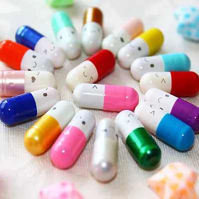 50X Message In A Bottle Capsule Love Letter Cute Cartoon Half Color Pills H_RZ • $7.02